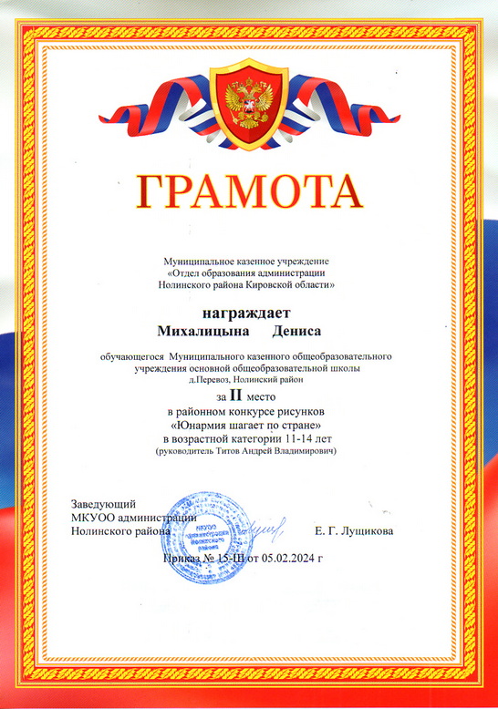 Михалицын Денис - &quot;Юнармия шагает по стране&quot;. 2 место. Район.